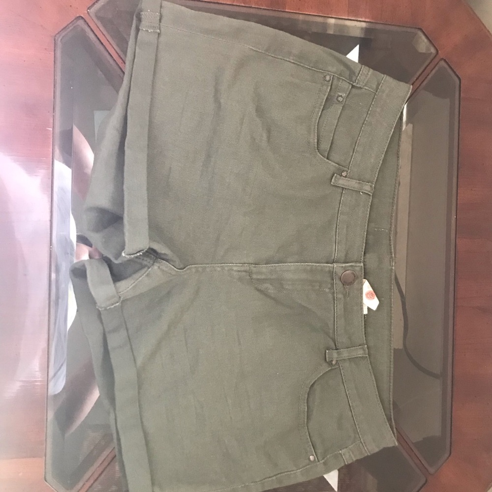 Green Denim Shorts